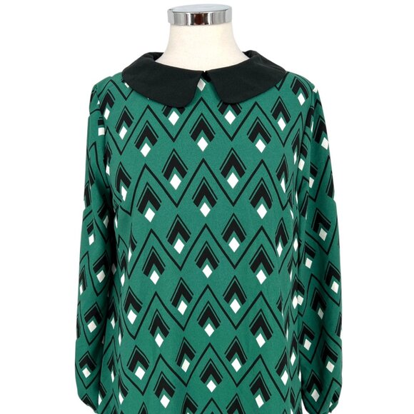 ModCloth You Make Loving Fun Shift Dress Peter Pan Collar Green Size Medium - Picture 2 of 14